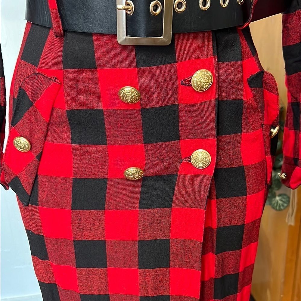 R.J. Steven by carol escritor vintage Plaid Red and Black Women's Dress - Picture 6 of 16